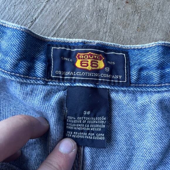 VINTAGE ROUTE 66 JORTS JEAN SHORTS DENIM 38 BAGGY LOOSE - Picture 3 of 5